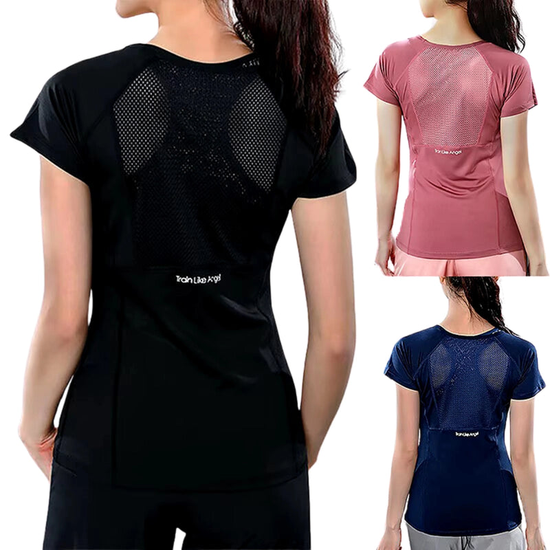 Camiseta Feminina Ultra Stretch para Yoga – Respirável e de Secagem Rápida