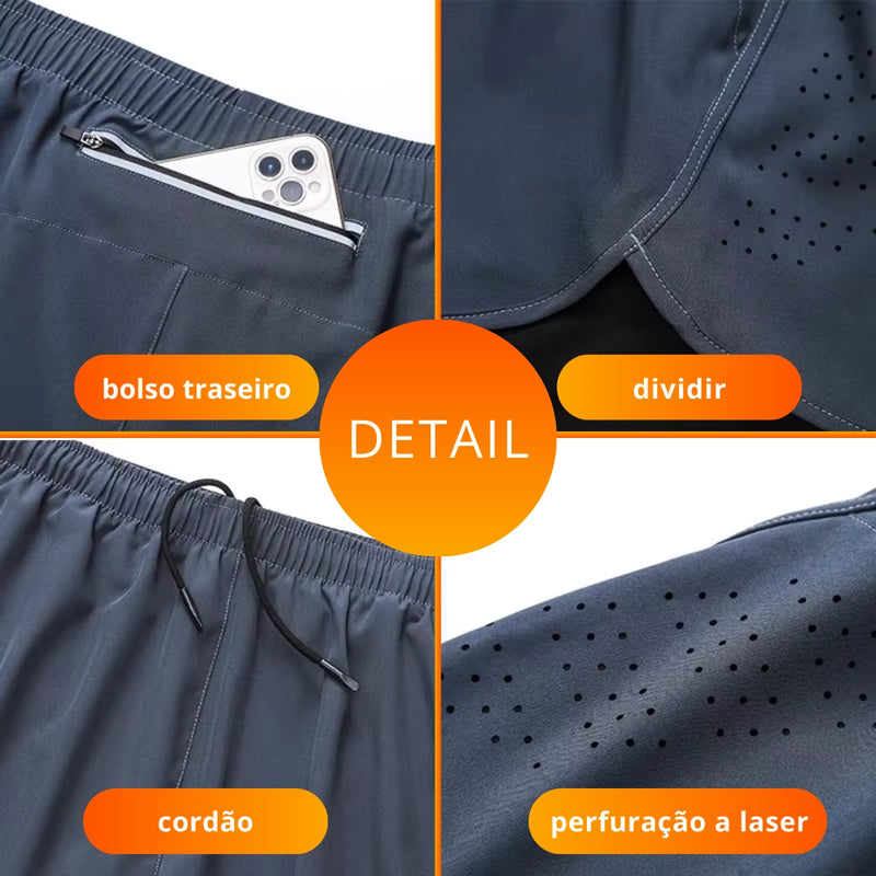 Shorts Masculino para Corrida em Poliéster - Leve e Confortável