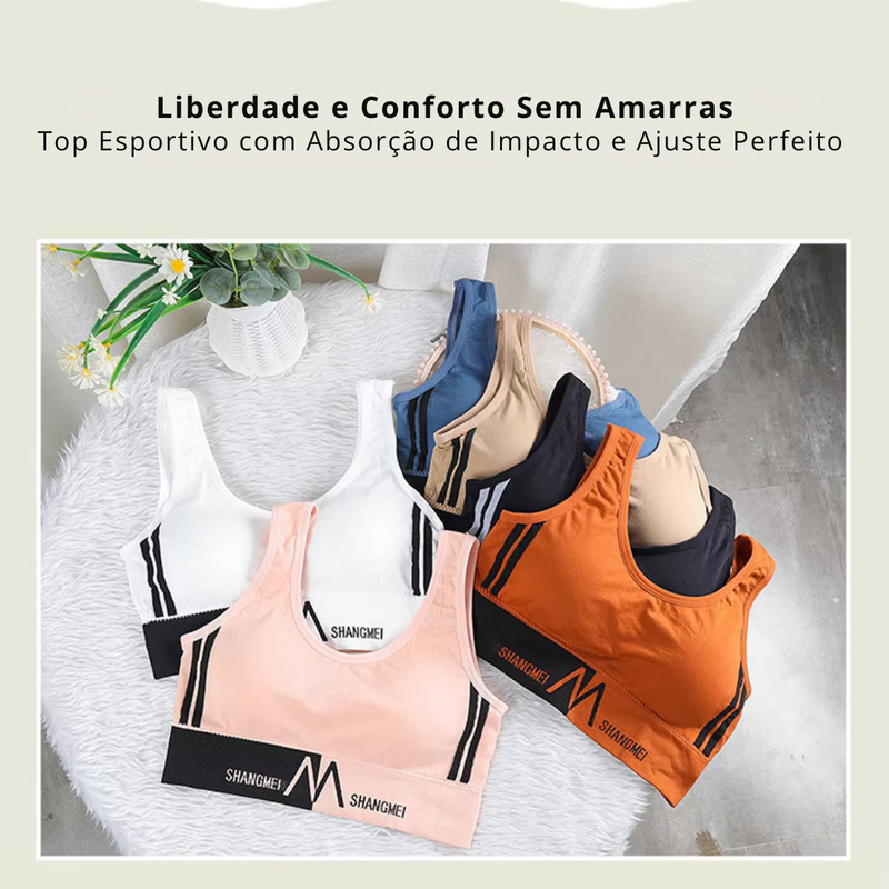 Top Esportivo Feminino Push-Up com Alças e Suporte