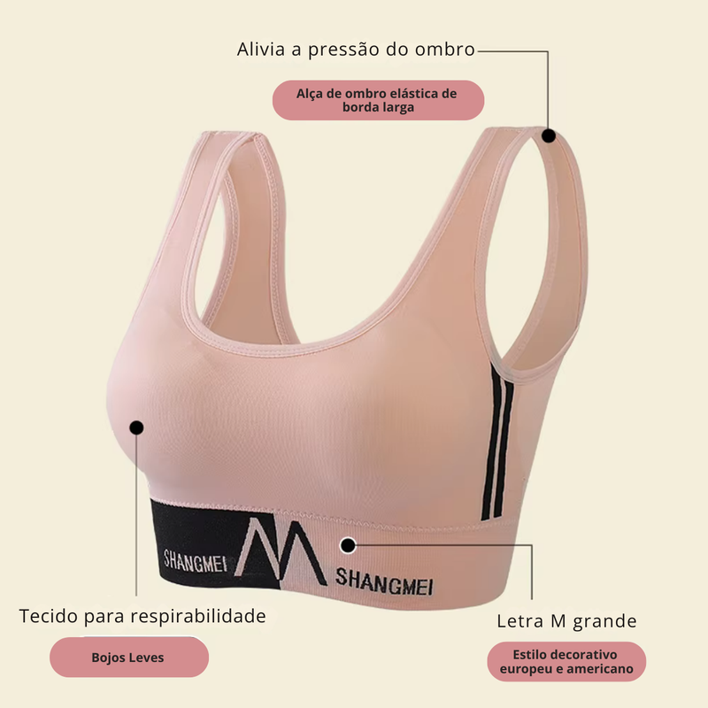 Top Esportivo Feminino Push-Up com Alças e Suporte