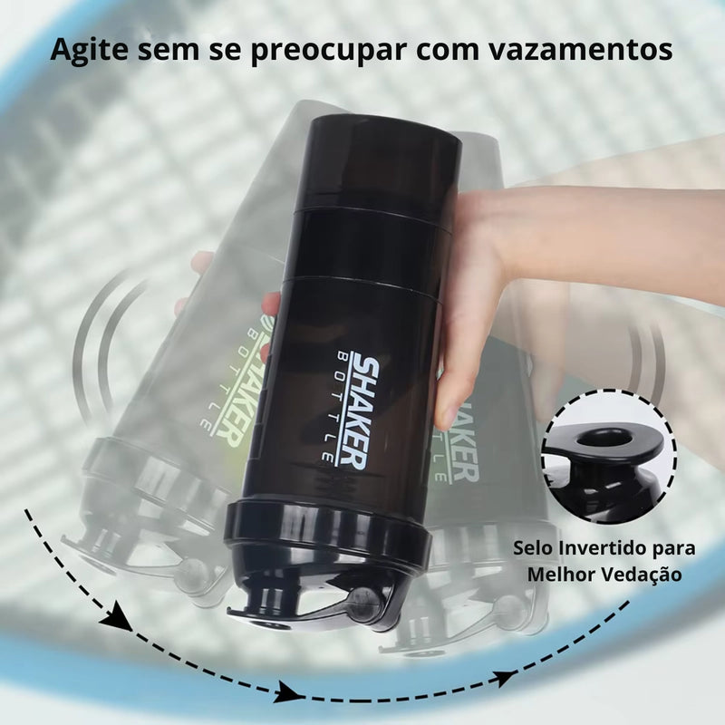 Garrafa Shaker 3 em 1 - Misture, Armazene e Hidrate com Eficiência